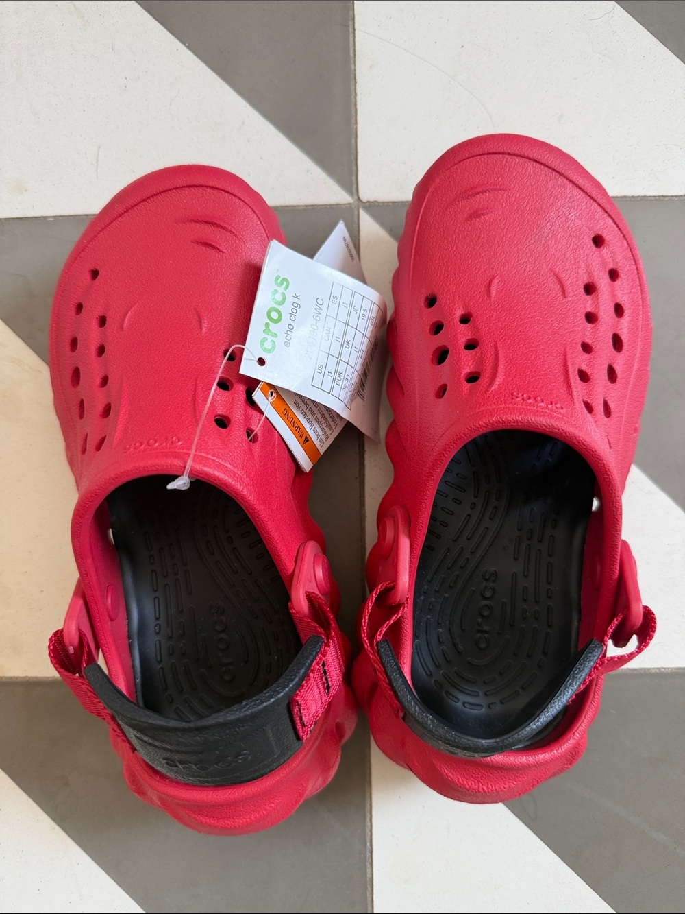CROCS Kids' Classic Clog in Red with Black Heel Strap